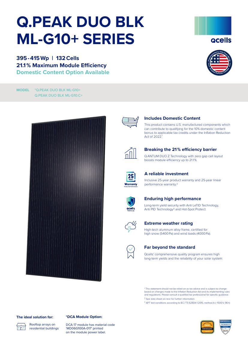 Qcells Q.PEAK DUO BLK ML-G10+ manufacturer specification sheet cover